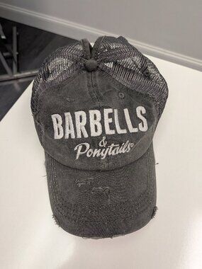 Barbells And Ponytails " LOGO" Mesh Ponytail Baseball Hat NEW